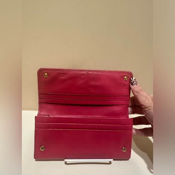 Prada Pink Saffiano Double Snap Continental Wallet - Picture 9 of 13